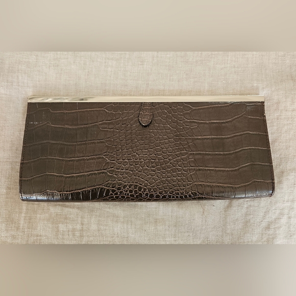 EUC Aldo Croc Embossed Leather Clutch - Picture 1 of 10